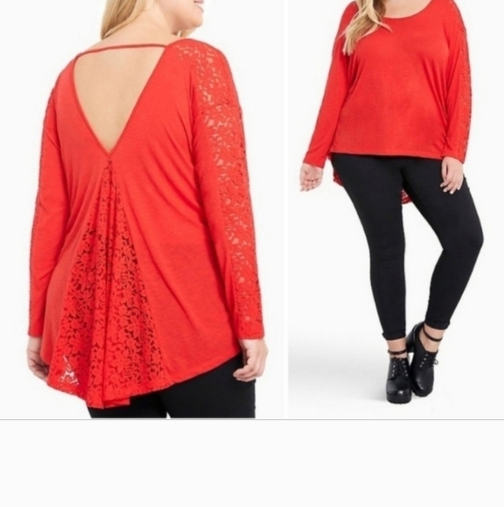 Nwot Torrid red lace top size 3